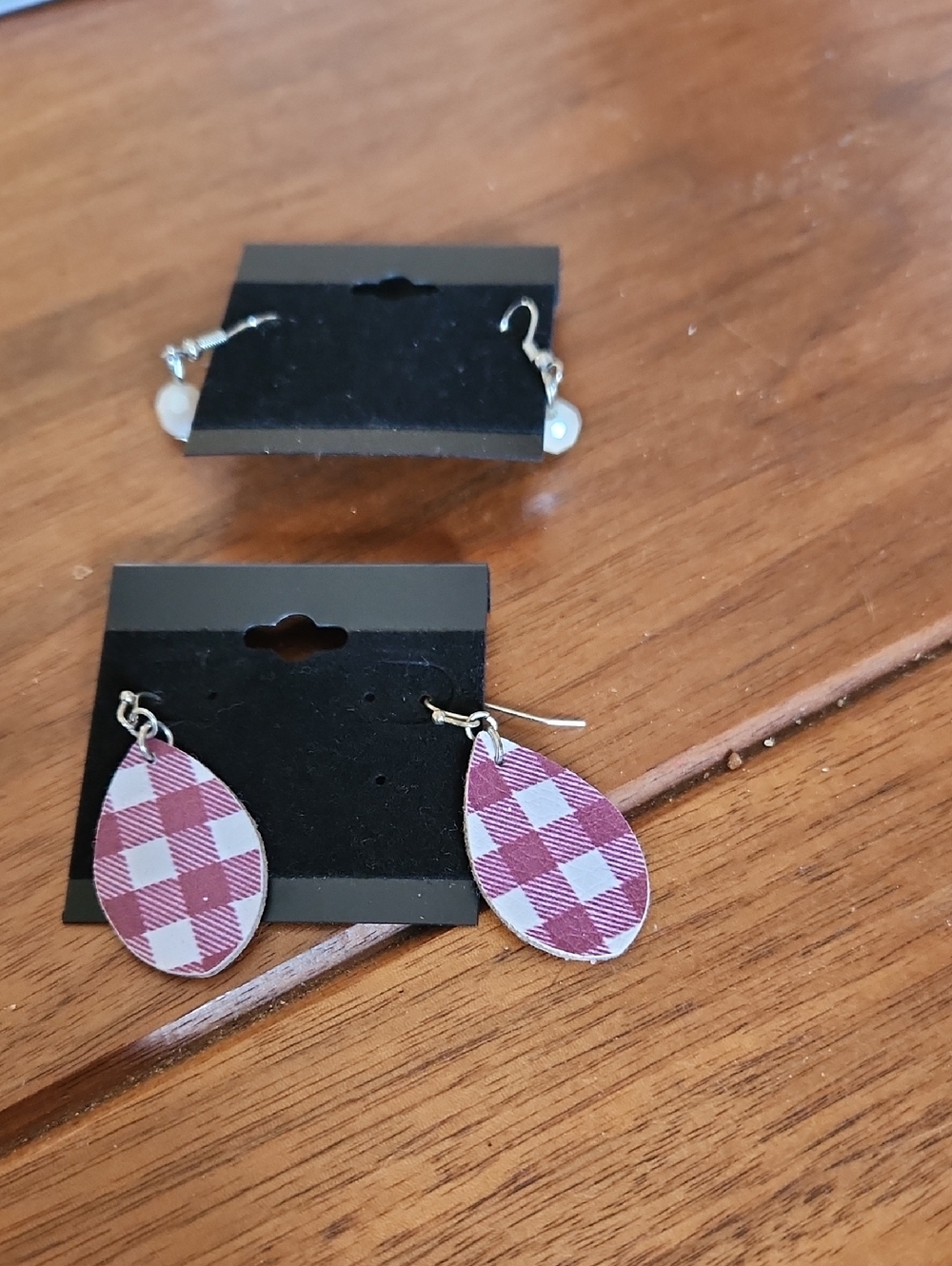 Fashion Jewelry Pink Plaid Teardrop Dangle Earrings